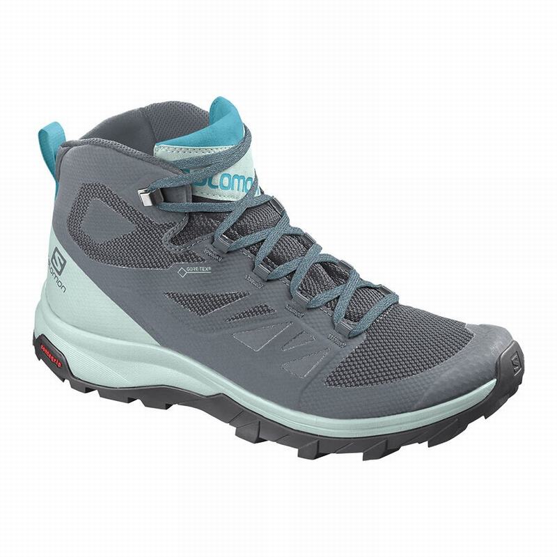 Salomon Singapore Womens Hiking Boots - OUTLINE MID GORE-TEX Dark Blue/Grey | 47129-RJSP